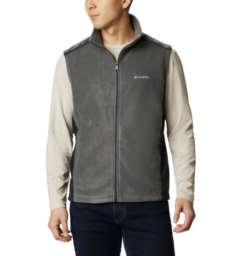 Men's Columbia Steens Mountain Fleece Vest Dark Grey | CA-J1A6L