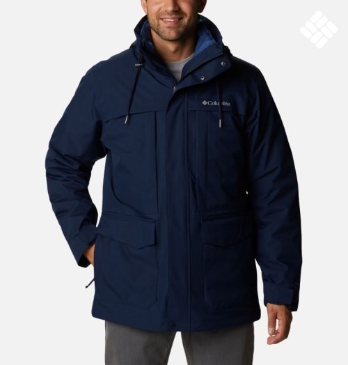 Men's Columbia Stuart Island Omni-Heat Infinity Interchange Jackets Navy | CA-FL5A6