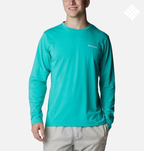 Men's Columbia Sun Trek Long Sleeve Sweatshirts Turquoise | CA-O568C