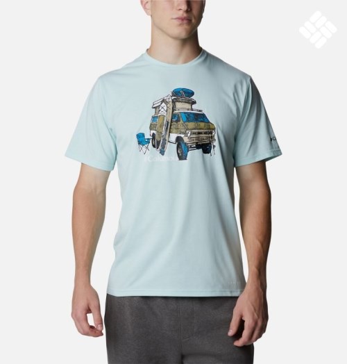 Men's Columbia Sun Trek Short Sleeve Graphic T Shirts Mint | CA-SC368