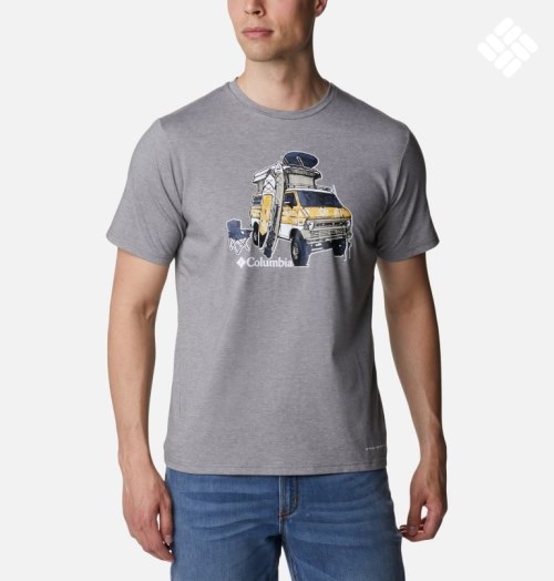 Men's Columbia Sun Trek Short Sleeve Graphic T Shirts Grey | CA-WC13A