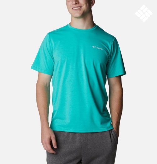 Men's Columbia Sun Trek Short Sleeve T Shirts Turquoise | CA-OA08L