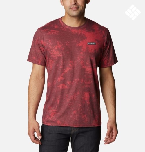 Men's Columbia Taku River Short Sleeve T Shirts Red | CA-OC816