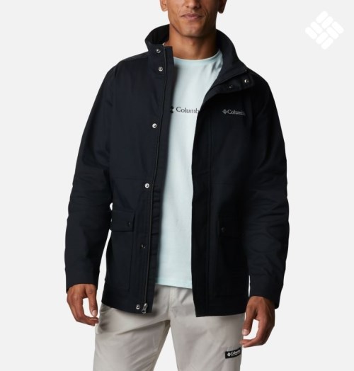 Men's Columbia Tanner Ranch Jackets Black | CA-M1058