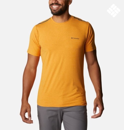 Men's Columbia Tech Trail Crew Neck T Shirts Mango | CA-L3AL4