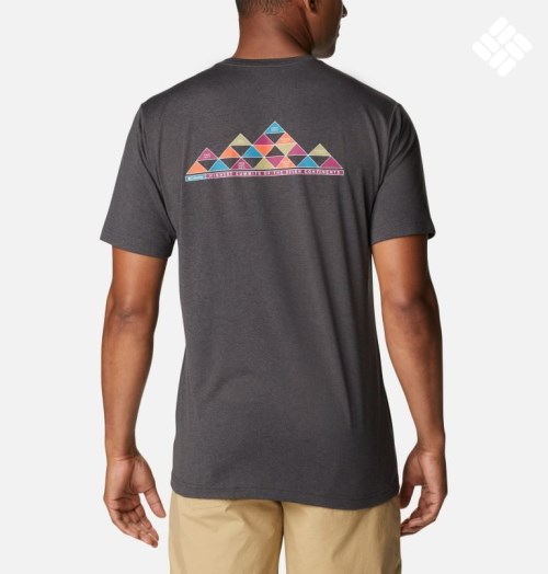 Men's Columbia Tech Trail Graphic T Shirts Dark Grey | CA-A08L1