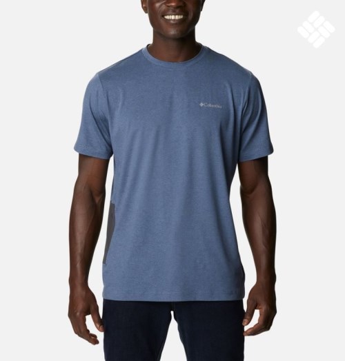 Men's Columbia Tech Trail Novelty Pocket T Shirts Navy | CA-M643C