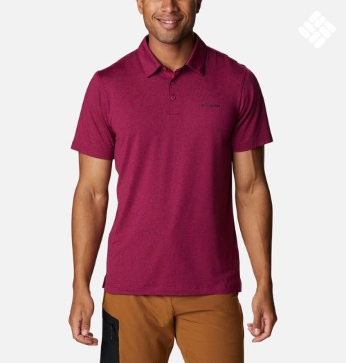 Men's Columbia Tech Trail Polo Shirts Fuchsia | CA-I680L