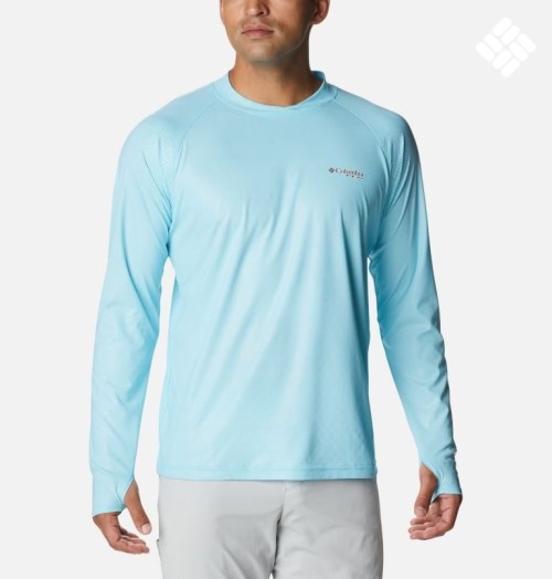 Men's Columbia Terminal Deflector Ice Long Sleeve Sweatshirts Light Blue | CA-U058L