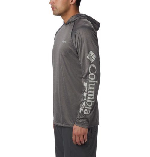 Men's Columbia Terminal Tackle Heather Hoodie Dark Grey | CA-E8A54