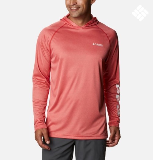 Men's Columbia Terminal Tackle Heather Hoodie Red | CA-L4103