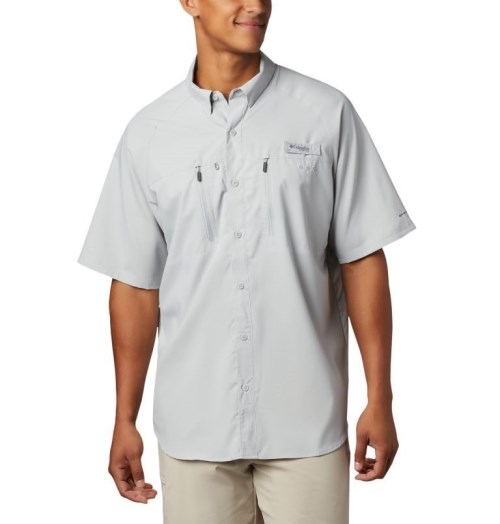 Men's Columbia Terminal Tackle Woven Short Sleeve Shirts Light Grey | CA-J4L16