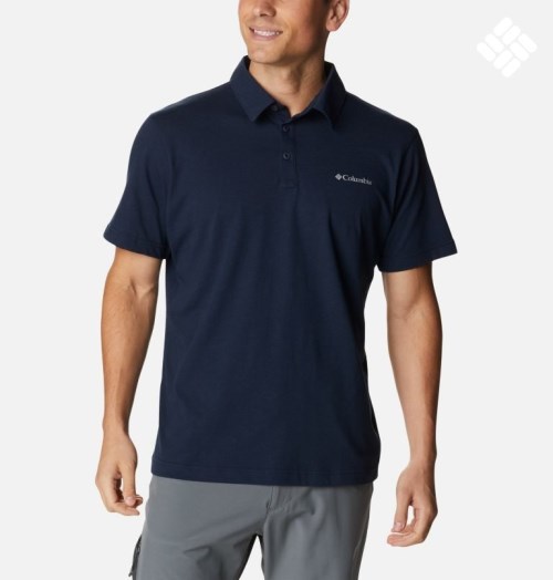 Men's Columbia Thistletown Hills Polo Shirts Navy | CA-R13A6