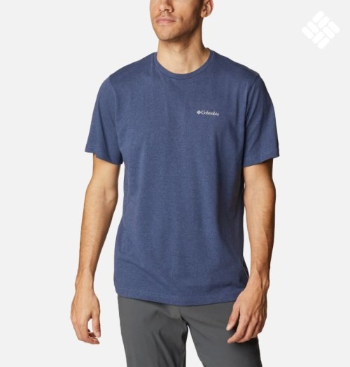 Men's Columbia Thistletown Hills Short Sleeve T Shirts Navy | CA-T186C