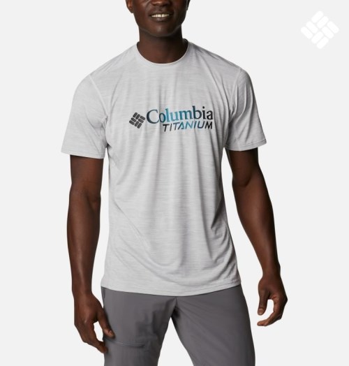 Men's Columbia Titan Pass Graphic T Shirts Light Grey | CA-O6AL8