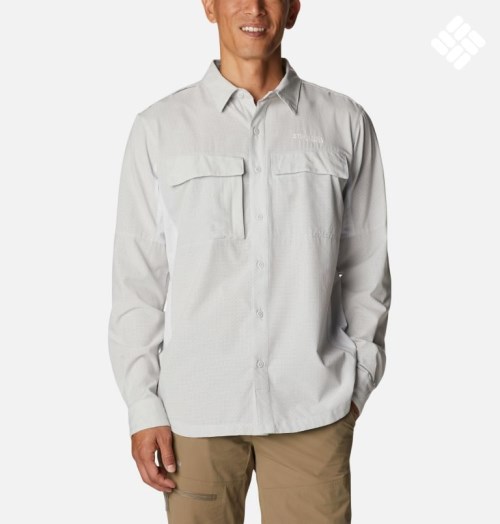 Men's Columbia Titan Pass Irico Long Sleeve Shirts Light Grey | CA-NL8AC