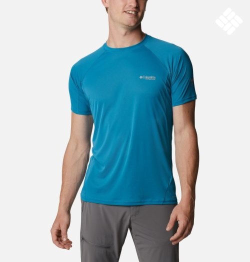 Men's Columbia Titan Pass Short Sleeve T Shirts Blue | CA-PC348