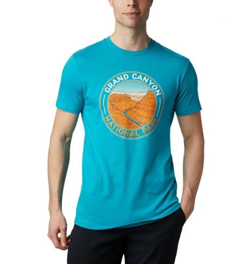 Men's Columbia Tungsten Cotton T Shirts Turquoise | CA-A806C