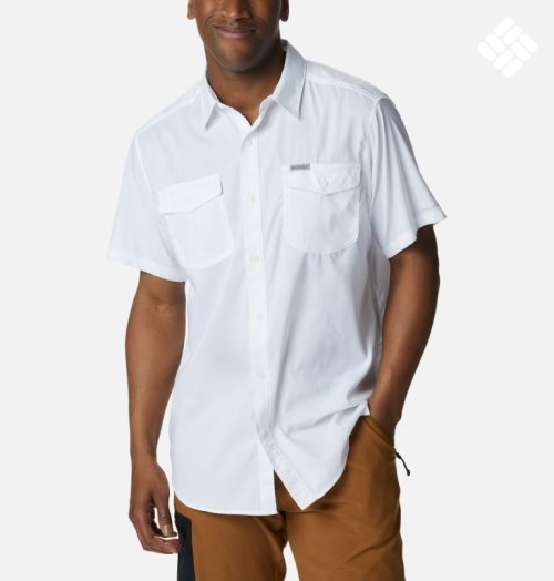 Men's Columbia Utilizer II Solid Short Sleeve Shirts White | CA-B86CA
