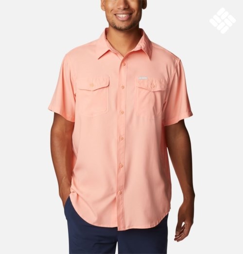 Men's Columbia Utilizer II Solid Short Sleeve Shirts Coral | CA-DCA14