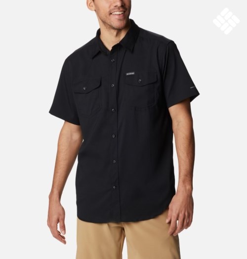 Men's Columbia Utilizer II Solid Short Sleeve Shirts Black | CA-U0A15