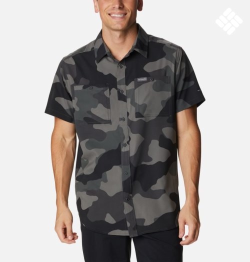 Men's Columbia Utilizer Printed Woven Short Sleeve Shirts Camo | CA-CLC05