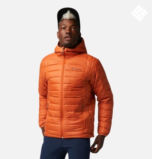 Men's Columbia Voodoo Falls 590 TurboDown Hooded Puffer Jackets Orange | CA-VC543
