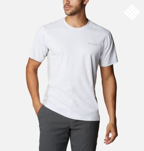 Men's Columbia Zero Ice Cirro-Cool Short Sleeve T Shirts White | CA-W4365