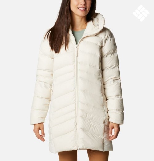 Women's Columbia Autumn Park Hooded Mid Down Jackets Cream | CA-Y6A3L
