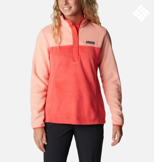 Women's Columbia Benton Springs 1/2 Snap Sweatshirts Coral | CA-F40A1