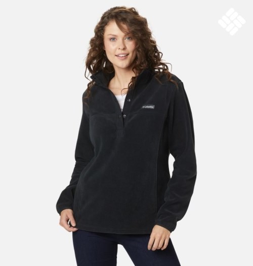 Women's Columbia Benton Springs 1/2 Snap Sweatshirts Black | CA-K846C