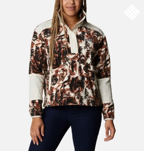 Women's Columbia Benton Springs Crop Sweatshirts Coffee | CA-B3L65
