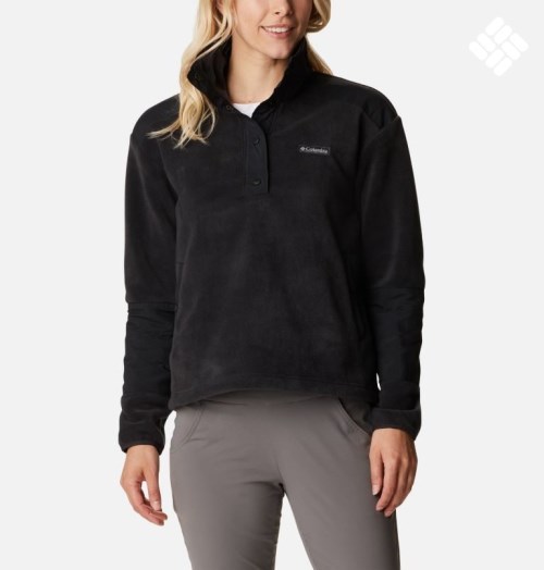 Women's Columbia Benton Springs Crop Sweatshirts Black | CA-WA358