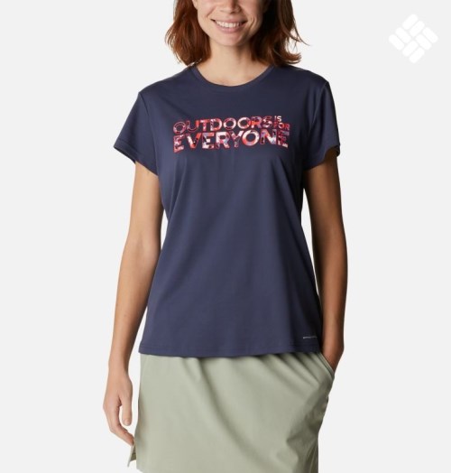 Women's Columbia Cirro Ice Graphic Crew T Shirts Navy | CA-VC50L