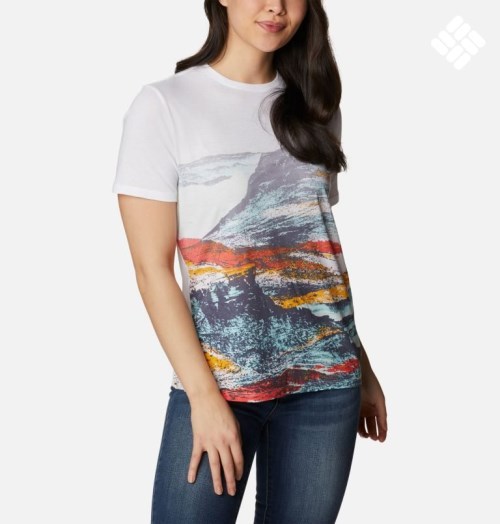 Women's Columbia Daisy Days Gradient Short Sleeve T Shirts White | CA-S4081