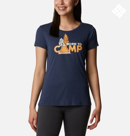 Women's Columbia Daisy Days Graphic T Shirts Navy | CA-XLC03