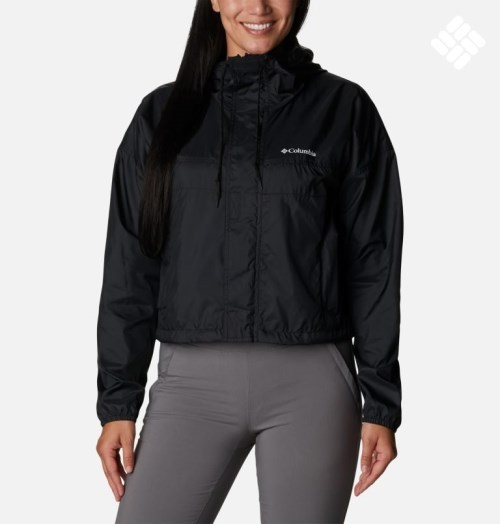 Women's Columbia Flash Challenger Cropped Windbreaker Jackets Black | CA-B53A6