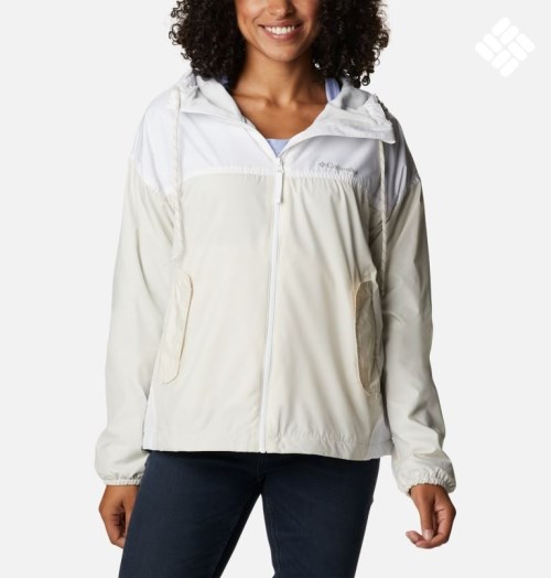 Women's Columbia Flash Challenger Fleece Lined Windbreaker Jackets Beige / White | CA-G06A3