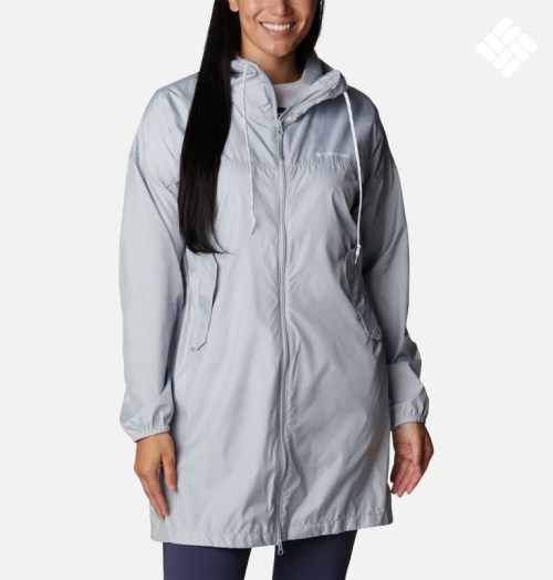 Women's Columbia Flash Challenger Long Windbreaker Jackets Light Grey | CA-T6083