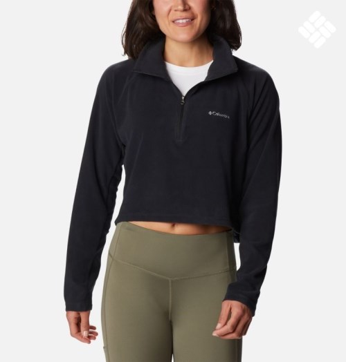 Women's Columbia Glacial Cropped Fleece II Sweatshirts Black | CA-I4A0C