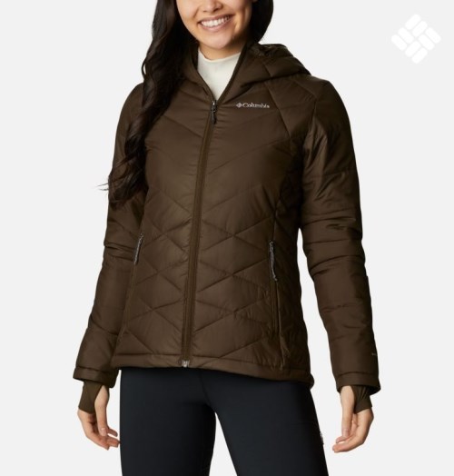 Women's Columbia Heavenly Hooded Jackets Dark Brown | CA-H4861