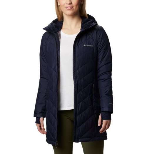 Women's Columbia Heavenly Long Hooded Jackets Navy | CA-LC185