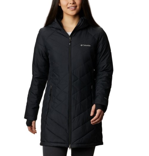 Women's Columbia Heavenly Long Hooded Jackets Black | CA-N6C83