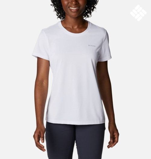 Women's Columbia Hike Crew T Shirts White | CA-D53AC
