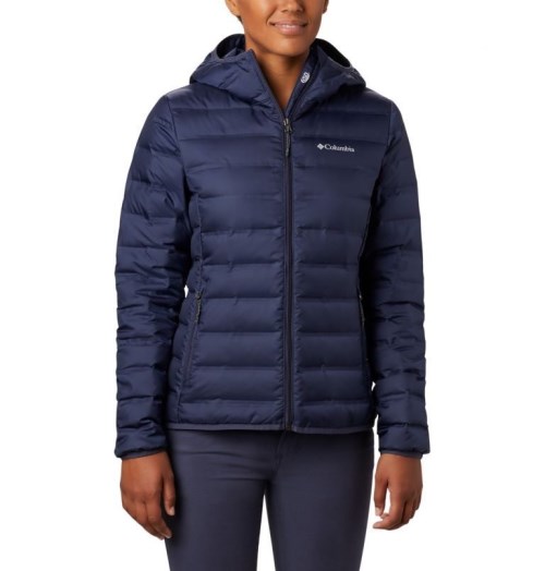 Women's Columbia Lake 22 Hooded Down Jackets Navy | CA-F46AL
