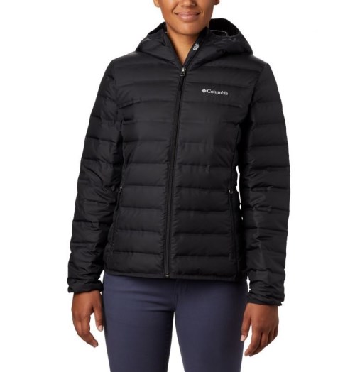 Women's Columbia Lake 22 Hooded Down Jackets Black | CA-J5L0A