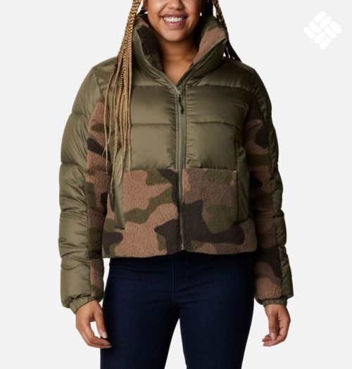 Women's Columbia Leadbetter Point Sherpa Hybrid Jackets Olive | CA-TA56L