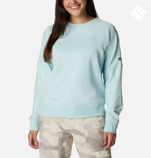 Women's Columbia Lodge French Terry Crew Sweatshirts Turquoise | CA-X4615