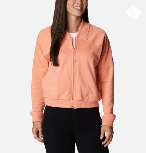 Women's Columbia Lodge French Terry Full Zip Jackets Coral | CA-W86A4