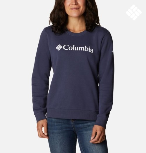 Women's Columbia Logo Crew Sweatshirts Navy | CA-J18C3